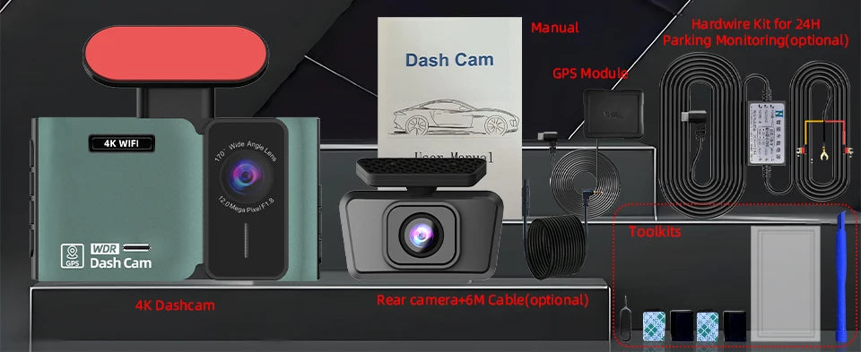 Dash Cam 4K Ultra High Definition Support Speed Real Display Loop Recording Optional 2.5K Rear Camera Driving Recorder