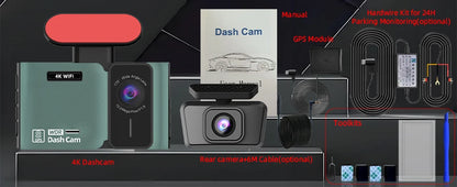 Dash Cam 4K Ultra High Definition Support Speed Real Display Loop Recording Optional 2.5K Rear Camera Driving Recorder