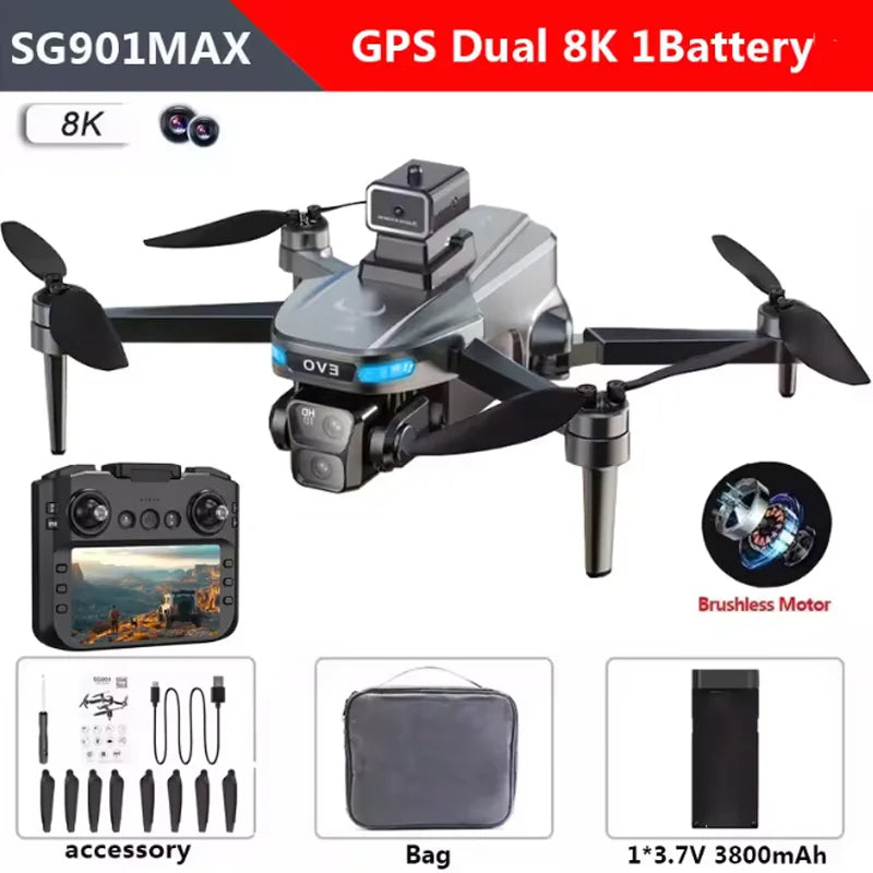 Drone 8K Professional GPS HD Camera Drones 5G WIFI FPV Video 4k UAV 5.9 inch large screen remote control RC Dron SG109 PRO MAX
