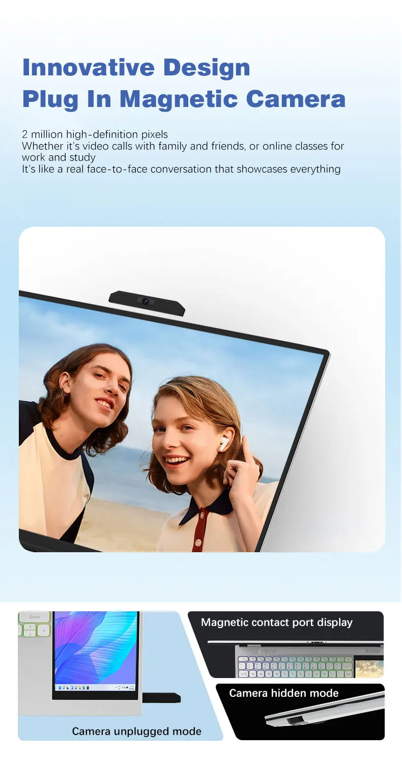 CRELANDER Intel N100 Notebook 15.6 " 2K +7" Touch Screen Quad Core 16GB WIFI Windows11 Portablet PC Computer Dual Screen Laptop