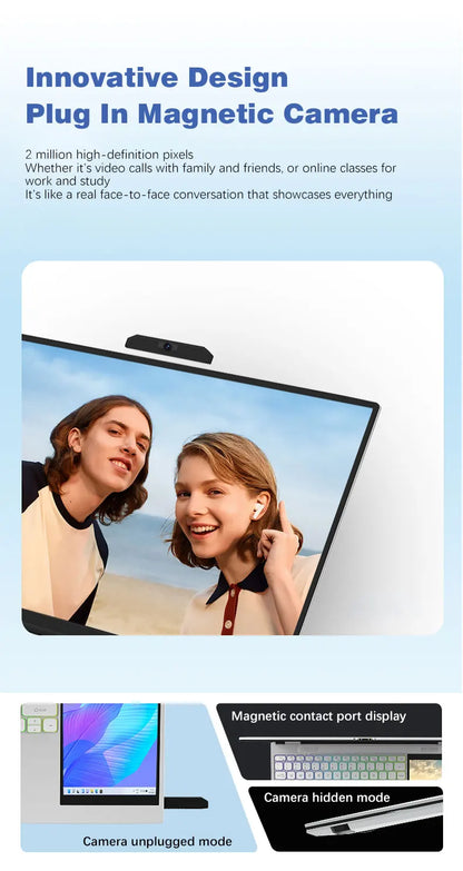 CRELANDER Intel N100 Notebook 15.6 " 2K +7" Touch Screen Quad Core 16GB WIFI Windows11 Portablet PC Computer Dual Screen Laptop