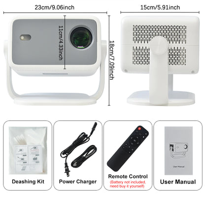 Salange 360° Projector Native 1080P 650ANSI 4K Android 11 With Auto Keystone Focus Air Mouse Wifi6 BT5.2 Portable Movie Outdoor