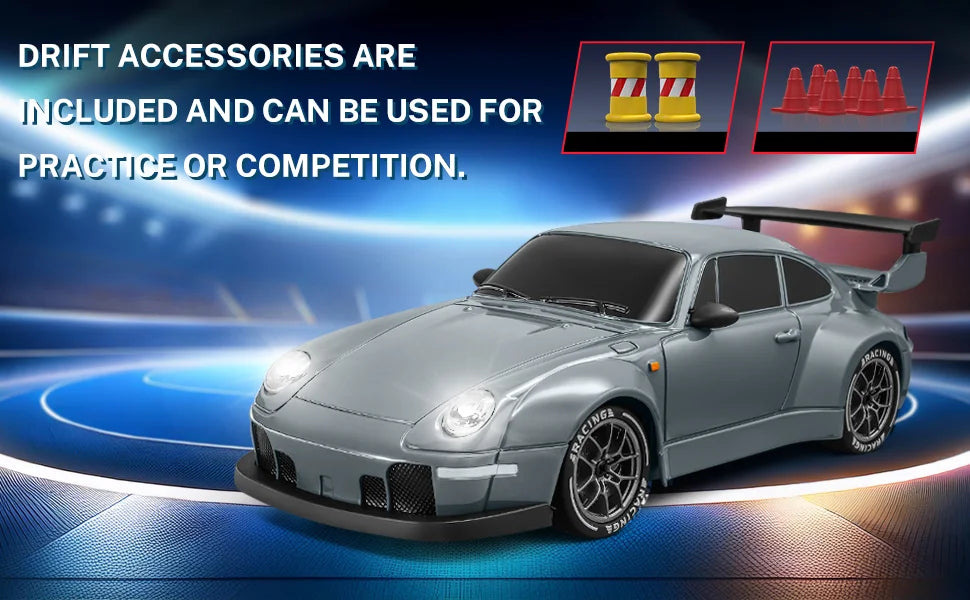 RC Cars 1:24 Remote Control Car 20KM/H 4WD High Speed RC Drift Car with LED Lights Extra Drifting Tires Vehicles for Adults Kids