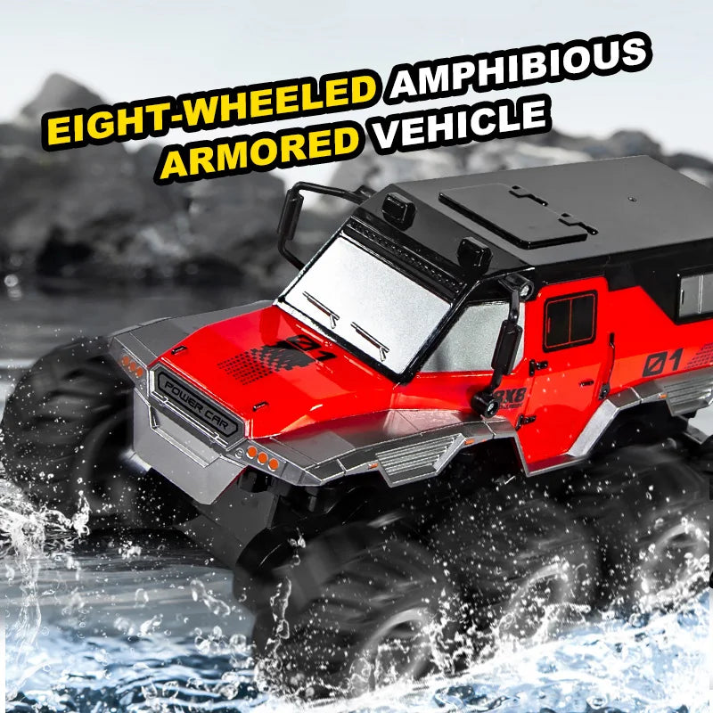 JJRC 8x8 2.4G Remote Control Car 8wd Off-road Amphibious Stunt Vehicle 8-Wheel Speed Racing Truck Waterproof Crawler Toys