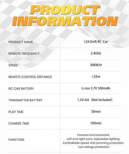 RC Drift Car 4WD Remote Control High Speed Racing Vehicle with LED Lights 2.4GHz Radio 4x4 Off-Road Truck Toy for Children Kids