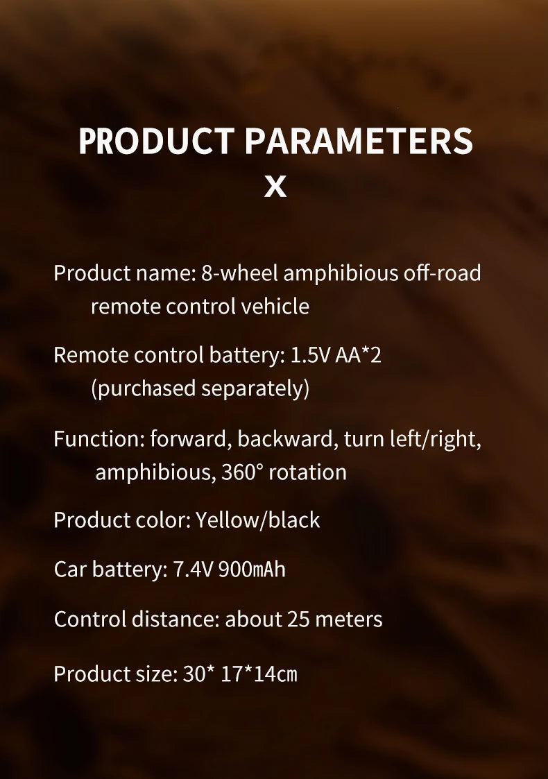  JJRC Q137 8x8 2.4G Remote Control Car 8wd Off-road Amphibious Stunt Vehicle 8-Wheel Speed Racing Truck Waterproof Crawler Toys