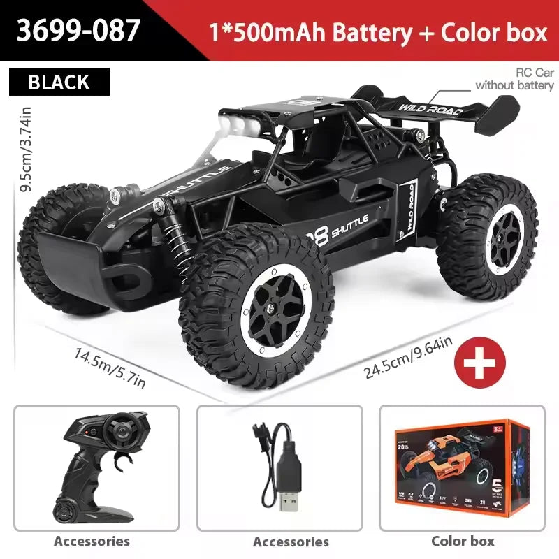 RC Cars Off-Road 2WD 1:16 Scale All Terrain Fast 20KM/H High Speed Electric Vehicle with 2.4GHz Metal Shell Remote Control Truck