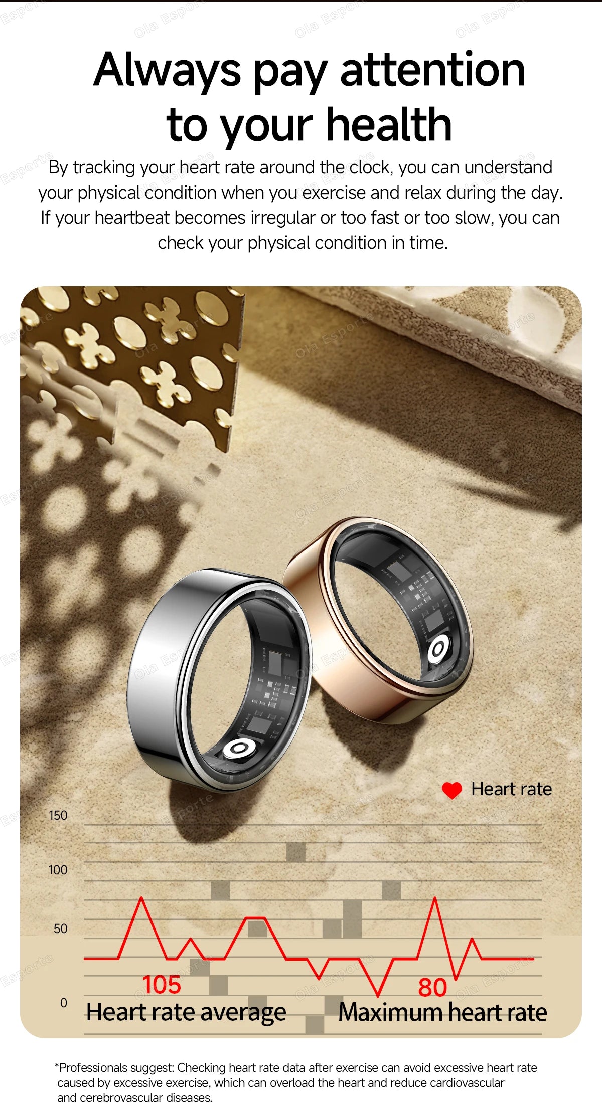 Smart Ring Lnformation Flashing Prompt Multiple Sports Modes Waterproof Fitness Rings Pedometer For Men Women Health Monitoring