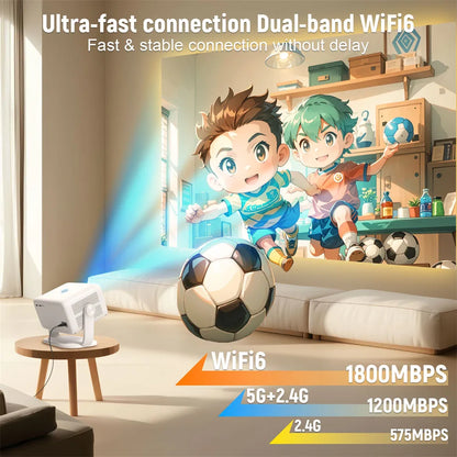 Salange 360° Projector Native 1080P 650ANSI 4K Android 11 With Auto Keystone Focus Air Mouse Wifi6 BT5.2 Portable Movie Outdoor