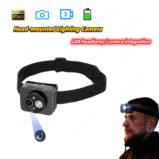 Action Camera Headlight First Perspective 2MP Sports Camera Smart Wave Hand Induction Video Recorder Built-in Battery Action Cam