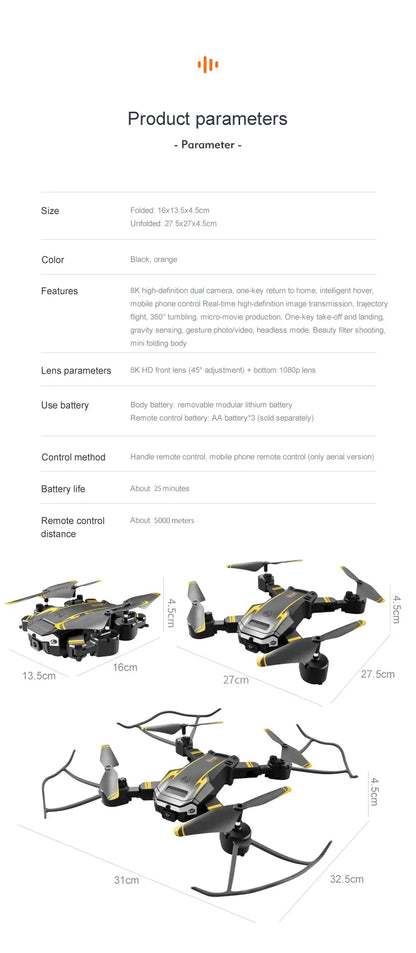 G6 Pro GPS Professional Drone 8K HD Dual-Camera Aerial Photography Omnidirectional Obstacle Avoidance Quadrotor RC Distance 5KM