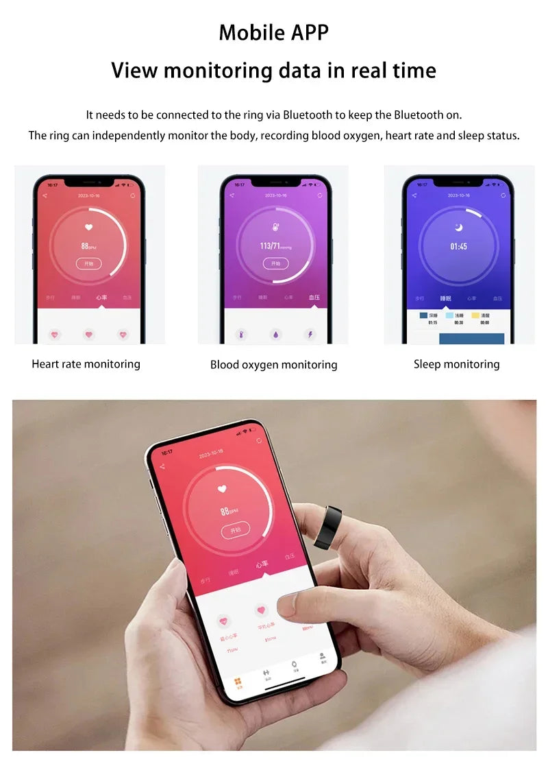 Xiaomi Smart-Ring Bluetooth Health Monitoring Blood Oxygen Sleep Heart Rate Multi-sport Modes Waterproof IP68&5ATM Men Women New