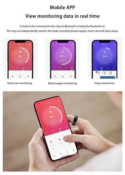 Xiaomi Smart-Ring Bluetooth Health Monitoring Blood Oxygen Sleep Heart Rate Multi-sport Modes Waterproof IP68&5ATM Men Women New