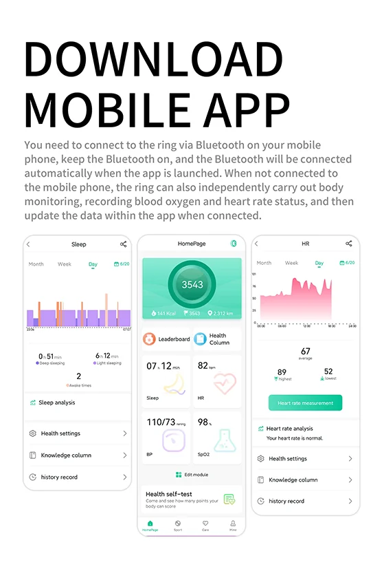 New for Xiaomi smart ring， equipped with healthmonitor， sleep monitor, men's and women's waterproof multifunctional sports ring