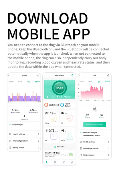 New for Xiaomi smart ring， equipped with healthmonitor， sleep monitor, men's and women's waterproof multifunctional sports ring