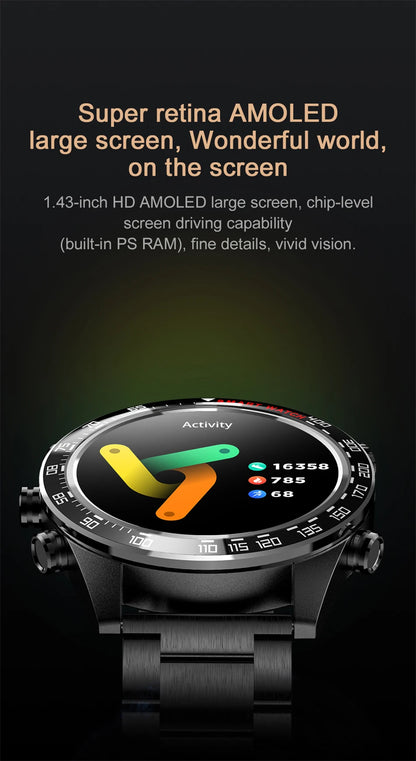 Men's Business Smart Watch AMOELD HD Screen Bluetooth Call Smartwatch NFC GPS Sports Smartwatch 2025 New