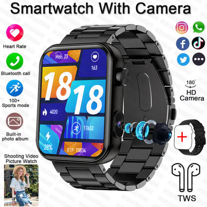 2025 New Smart Watch Men Women Camera Take Photos Record Video Health Monitor Sports Fitness Waterproof BT Call Smartwatch