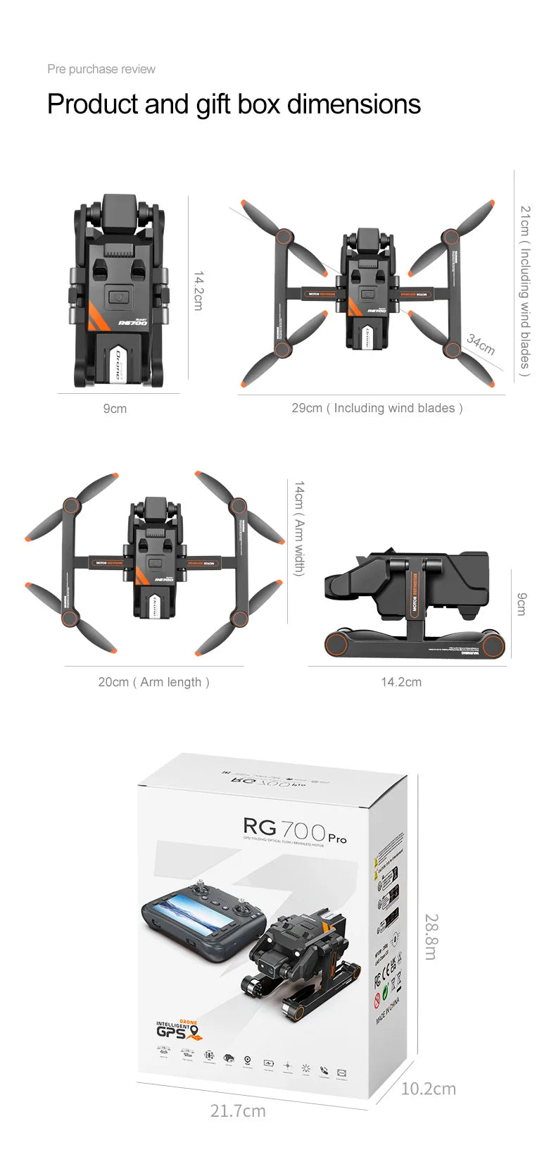 2025 RG700 PRO RC Drone Obstacle Avoidance Aerial photography 4K Dual Camera Quadcopter Gps Four-Axis Helicopter Drone Gift Toy