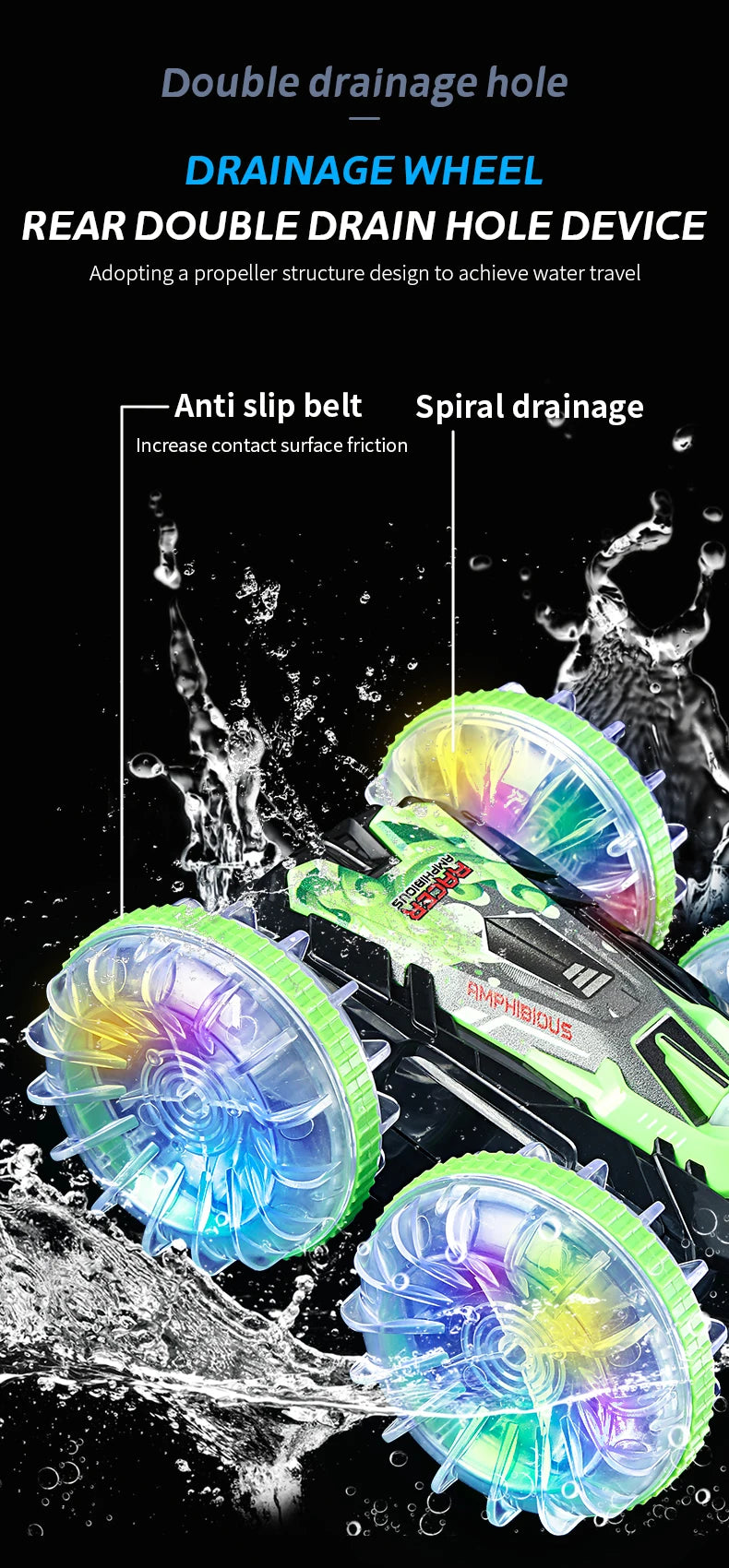 New RC Stunt Amphibious Stunt Off-road Electric Remote Control Vehicle Double-sided Tumbling Car Children's Lighting Toys Gifts