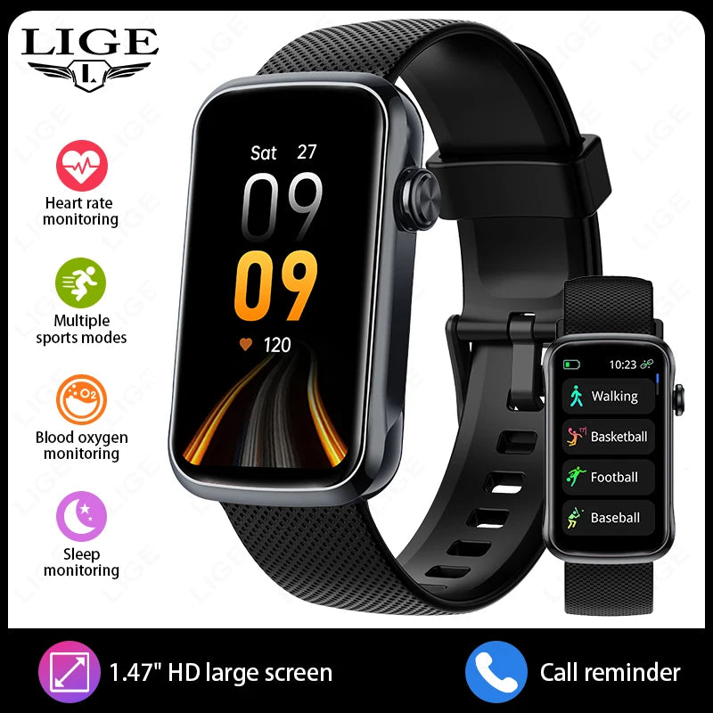 1.47inch Smart Watch Men Women Smart Bracelet Heart Rate Step Count Sports Health Monitoring Waterproof Men's Sports Smart Watch