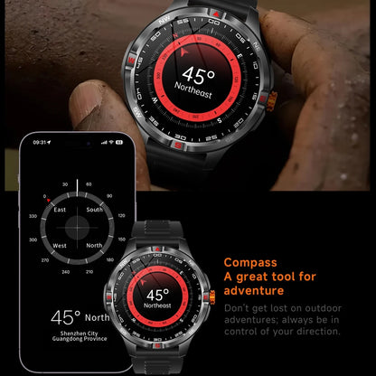 GPS Outdoor 1000mAh Battery Smartwatches Men 100+ Sports Mode Compass Heart Rate 3ATM Waterproof Bluetooth Call Smart Watch