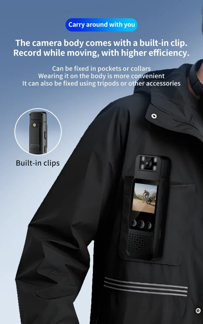 New 1080P HD Body Sports Camera WiFi Back Clip Police Camera for Law Enforcement Outdoor Sports Vlog Recorder with Fill Light