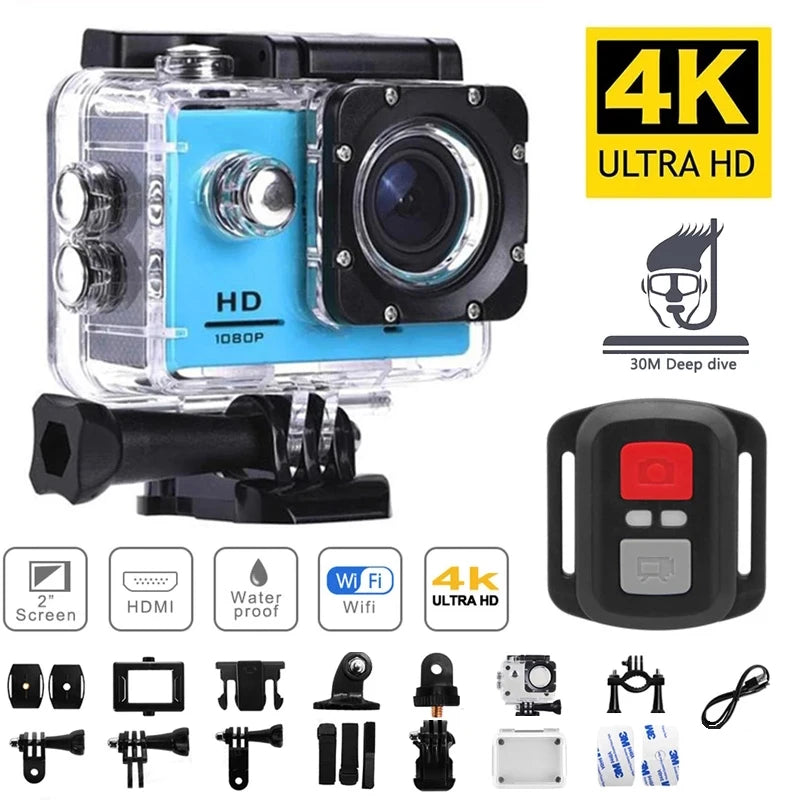 Ultra HD 4K Action Camera 1080P/30FPS 2.0 inch Screen WiFi Remote Control Mini Cameras Waterproof DV Helmet Go Sport Camera Pro