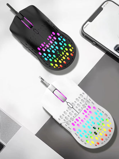 Wireless gaming mouse, dazzling colorful light effect, variable DPI, fashionable honeycomb perforated mouse