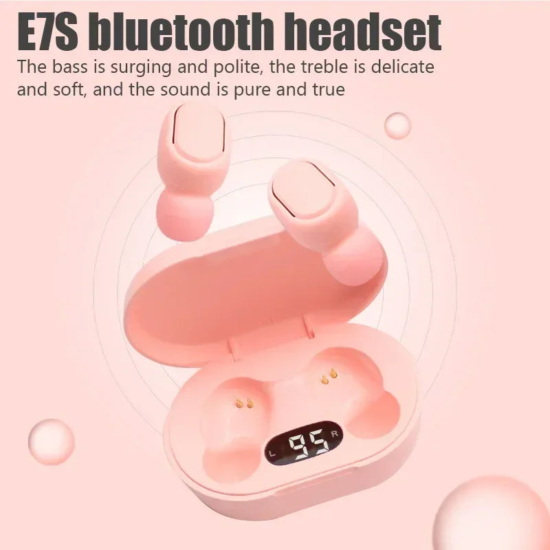TWS E7S Bluetooth Earphones Wireless Headphones Headset with Mic HiFi Stereo Sport Noise Cancelling Mini Earbuds For Smartphones