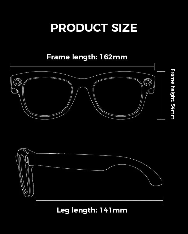 2025 New 800w HD Smart Glasses UV Protective Voice Assistant Touch Control Hands-Free Sound Surround Local Music Smart Glasses