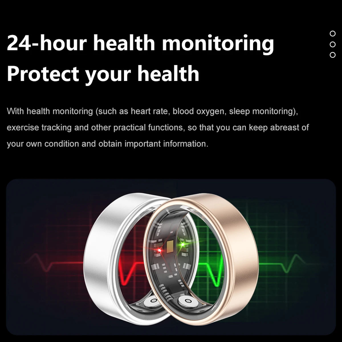 Smart Ring with Long Battery Life Lightweight Design Health Tracking Heart Rate and Blood Oxygen Monitoring Sleep Recording