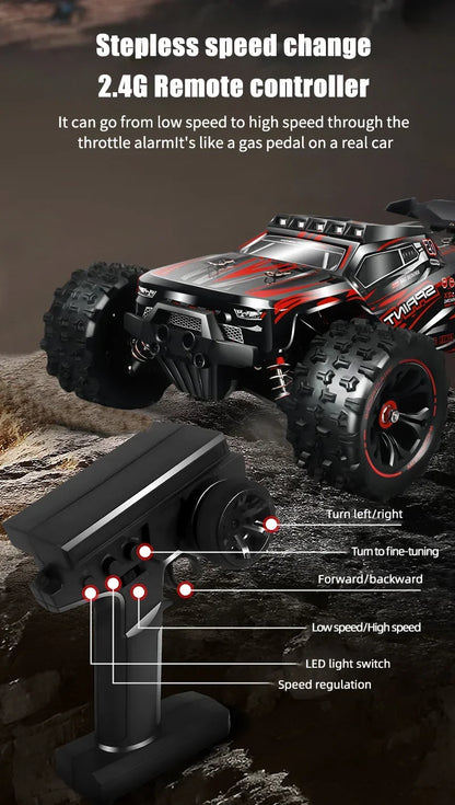 Rc Car Off Road 4x4 High Speed 80KM/H Remote Control Car with LED Headlight Brushless 4WD 1/14 Monster Truck Toys for Boys Gift