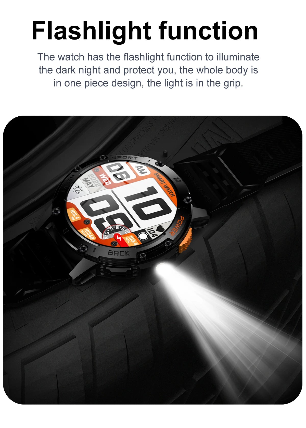 LIGE New AMOLED Smart Watch Men with Flashlight Sports Waterproof Fitness Tracker Bluetooth Call Smartwatch Man For Android ios