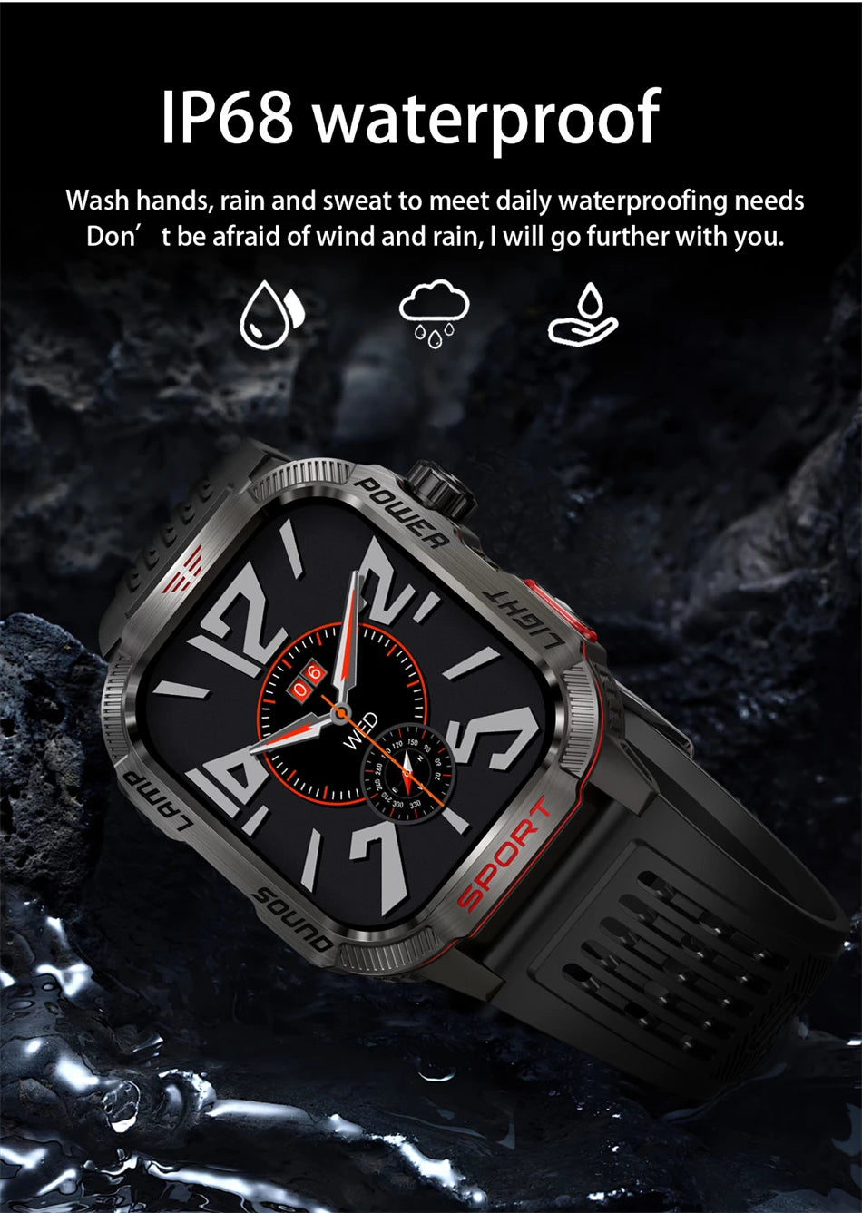 For Huawei GPS Outdoor Sport LED Light Smartwatch Men 600mAh Large Battery Cash Verification Function Bluetooth Call Smart Watch