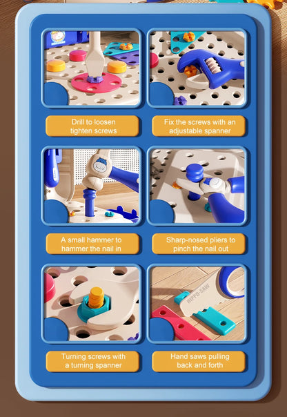 Children's Tool Set with Electric Toy Drill Kids Power Construction Toy Pretend Play Toy Tools Kit for Toddler Boys Girls Child