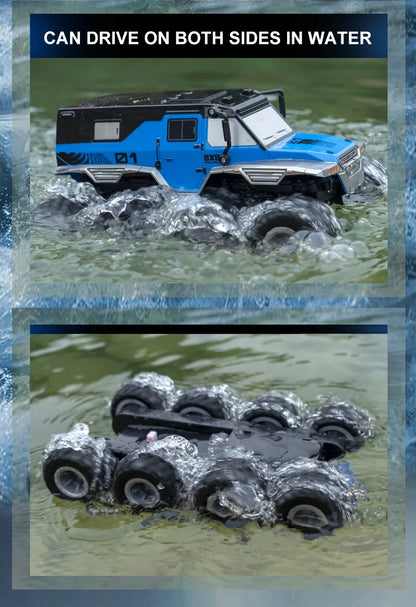 JJRC 8x8 2.4G Remote Control Car 8wd Off-road Amphibious Stunt Vehicle 8-Wheel Speed Racing Truck Waterproof Crawler Toys