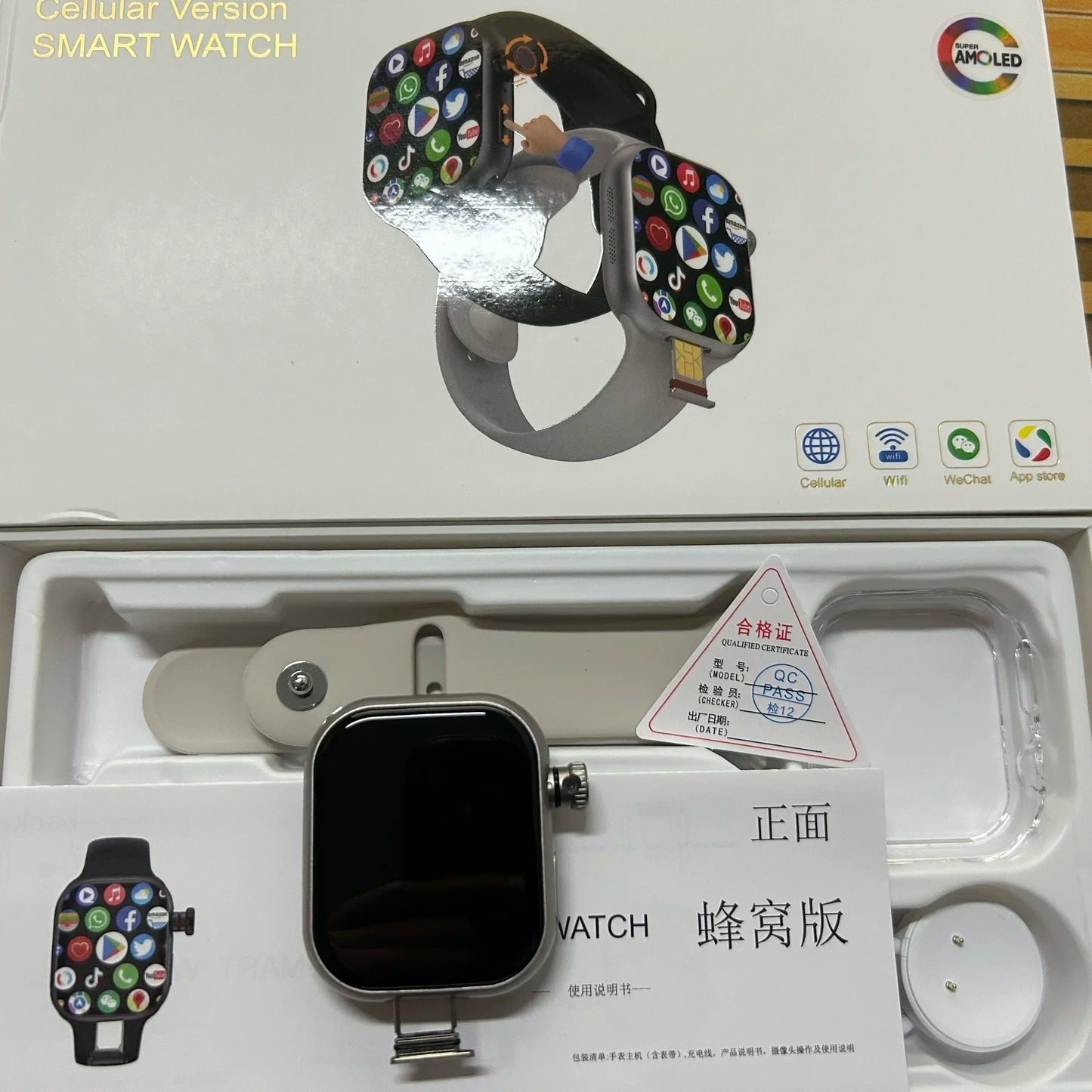 Smart 5G Smartwatch 2.29 Inch AMOLED Display 180 Degree Rotating Camera SIM Card WiFi GPS Video Calling Worldwide Version