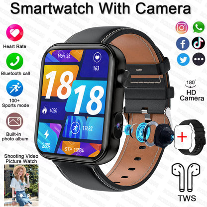 2025 New Smart Watch Men Women Camera Take Photos Record Video Health Monitor Sports Fitness Waterproof BT Call Smartwatch