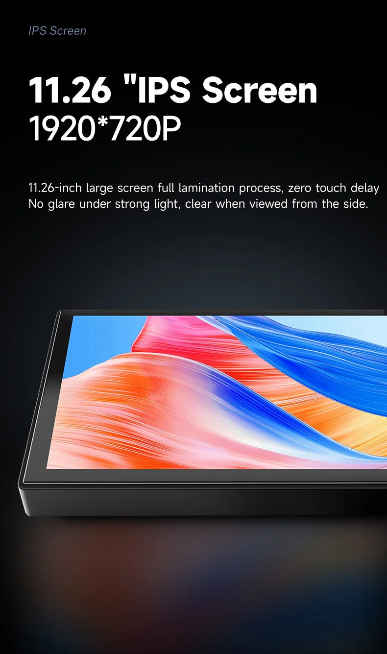 11.26 inch IPS Touch Screen Multimedia Video Player Portable 4K Car DVR Wireless CarPlay Android Auto Dual Lens Driving Recorder