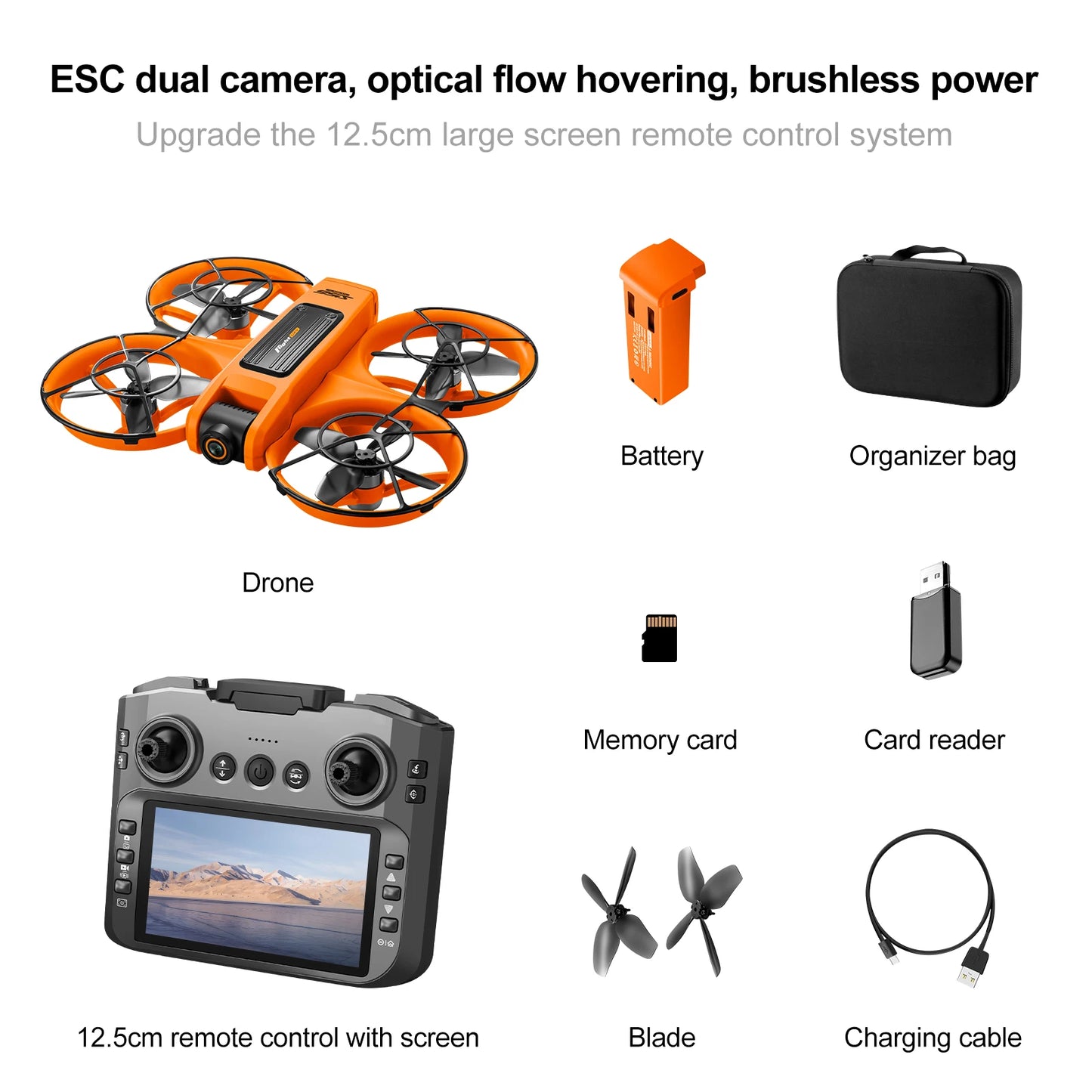 Drone with Camera 4K HD Video Stable Hover 180° Adjustable Lens 3D Flip RC Drones FPV Brushless Optical Flow Quadcopter UAV