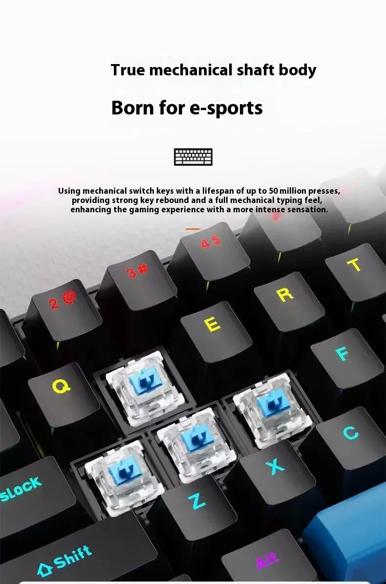 2025 new 68-key game mechanical keyboard mini 65% compact RGB backlit ergonomic wired film keyboard, suitable for laptop desktop