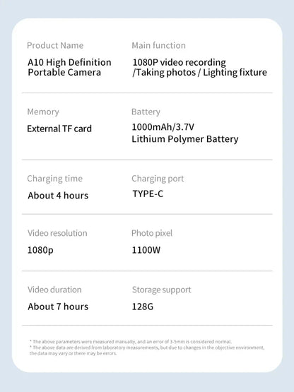 New 1080P HD Body Sports Camera WiFi Back Clip Police Camera for Law Enforcement Outdoor Sports Vlog Recorder with Fill Light