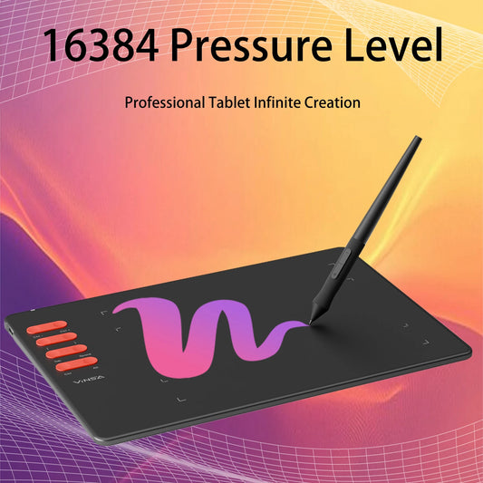 Graphics Drawing Tablet 7.6 x 5.6in Digital Art Tablet Supports 16384 Levels w/ 8 Hot Keys and Battery-free Pen Windows Android