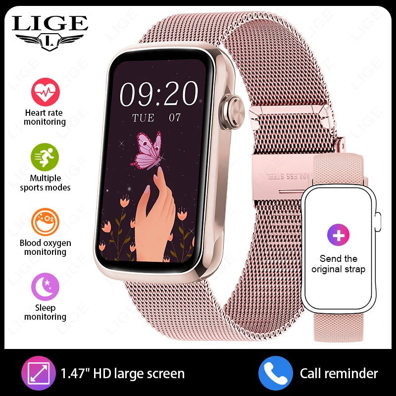 1.47inch Smart Watch Men Women Smart Bracelet Heart Rate Step Count Sports Health Monitoring Waterproof Men's Sports Smart Watch