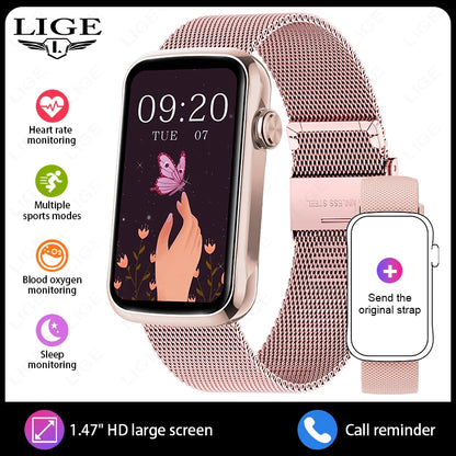 1.47inch Smart Watch Men Women Smart Bracelet Heart Rate Step Count Sports Health Monitoring Waterproof Men's Sports Smart Watch