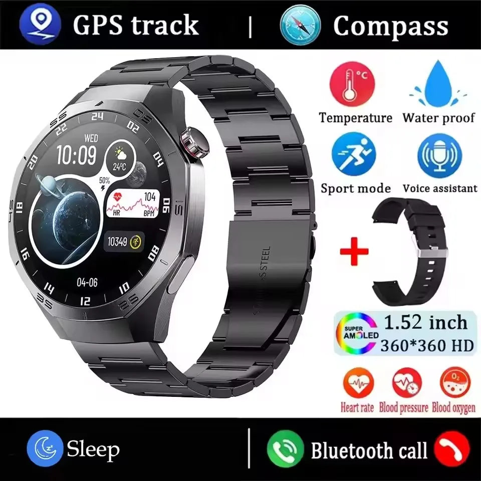 2025 New Smart Watch Men AMOLED Screen GPS Motion trajectory Heart Rate Bluetooth Calls SmartWatch Waterproof