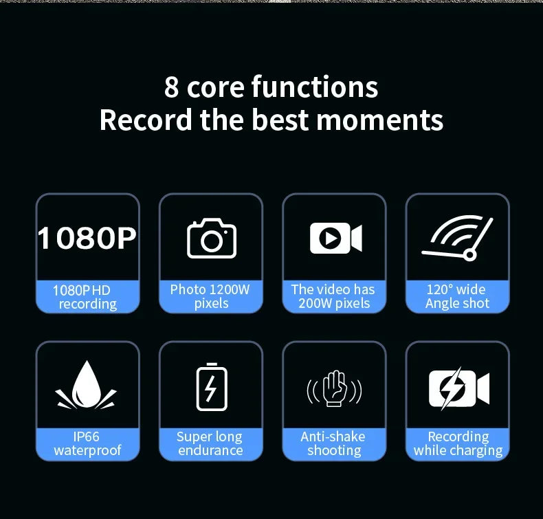 4K Full HD Wifi Portable Camera Waterproof and Anti Shake Sports Cameras Bicycle Motorcycle Helmet Cam Flashlight Camcorder