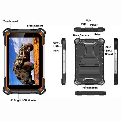 Android 12 Rugged Tablets PC 6GB RAM 128GB ROM Industrial Computer Tablets Phone 10000mah IP68 Waterproof 8 Inch Touch Screen