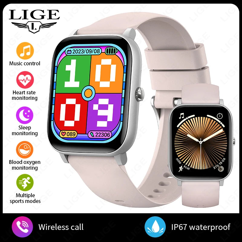 LIGE 2025 Smart Watch Men 1.85'' Screen Lady Gift Sports Fitness Watches Bluetooth Calling Digital Wristwatch For Android Phone