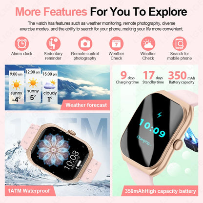 LIGE 2025 Smart Watch For Android IOS Phone 2.01" 3D Curved Screen Bluetooth Call Blood Oxygen Heart Rate Smart Watch Women Men